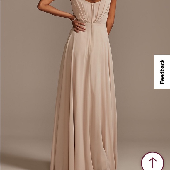 V-Neck Tank Full Skirt Bridesmaid Dress in color Steel - Picture 2 of 6